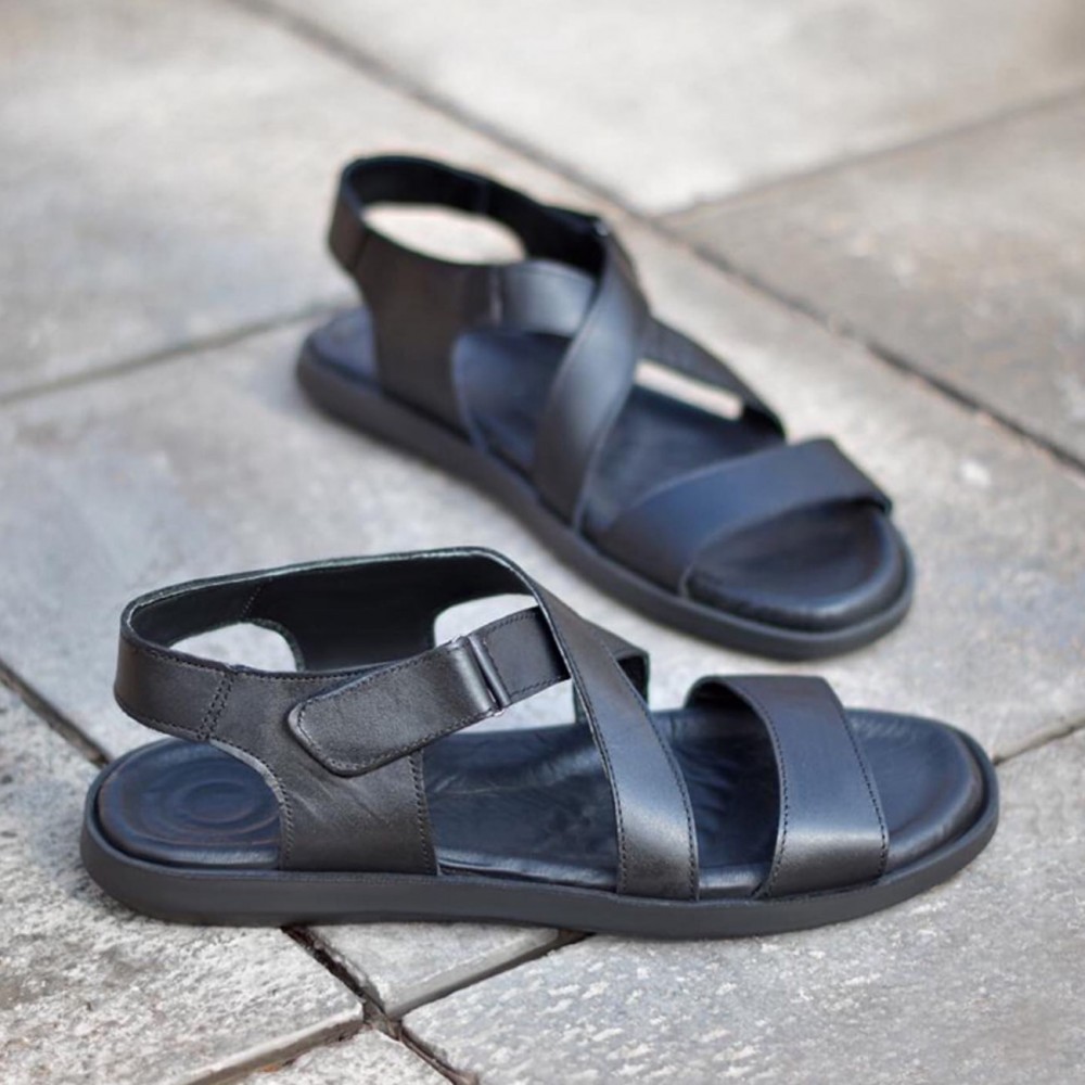 کفش چرم طبیعی مردانه تابستانی مدل دی دو مشکی D2