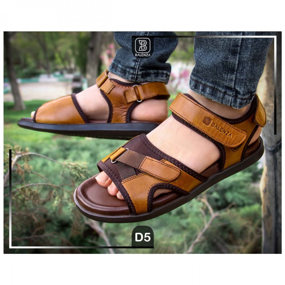 کفش چرم طبیعی مردانه تابستانی مدل دی پنج عسلیD5