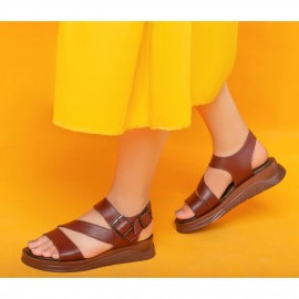 کفش طبی چرم طبیعی زنانه تابستانی مدل آتوسا عسلی Atoosa