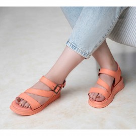 کفش طبی چرم طبیعی زنانه تابستانی مدل آتوسا گلبهی Atoosa