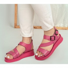 کفش طبی چرم طبیعی زنانه تابستانی مدل آتوسا صورتی Atoosa