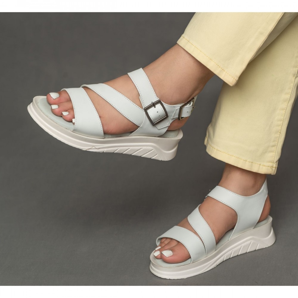 کفش طبی چرم طبیعی زنانه تابستانی مدل آتوسا سفید Atoosa