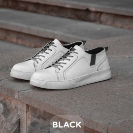 کفش چرم طبیعی مردانه اسپرت مدل بلک سفید black