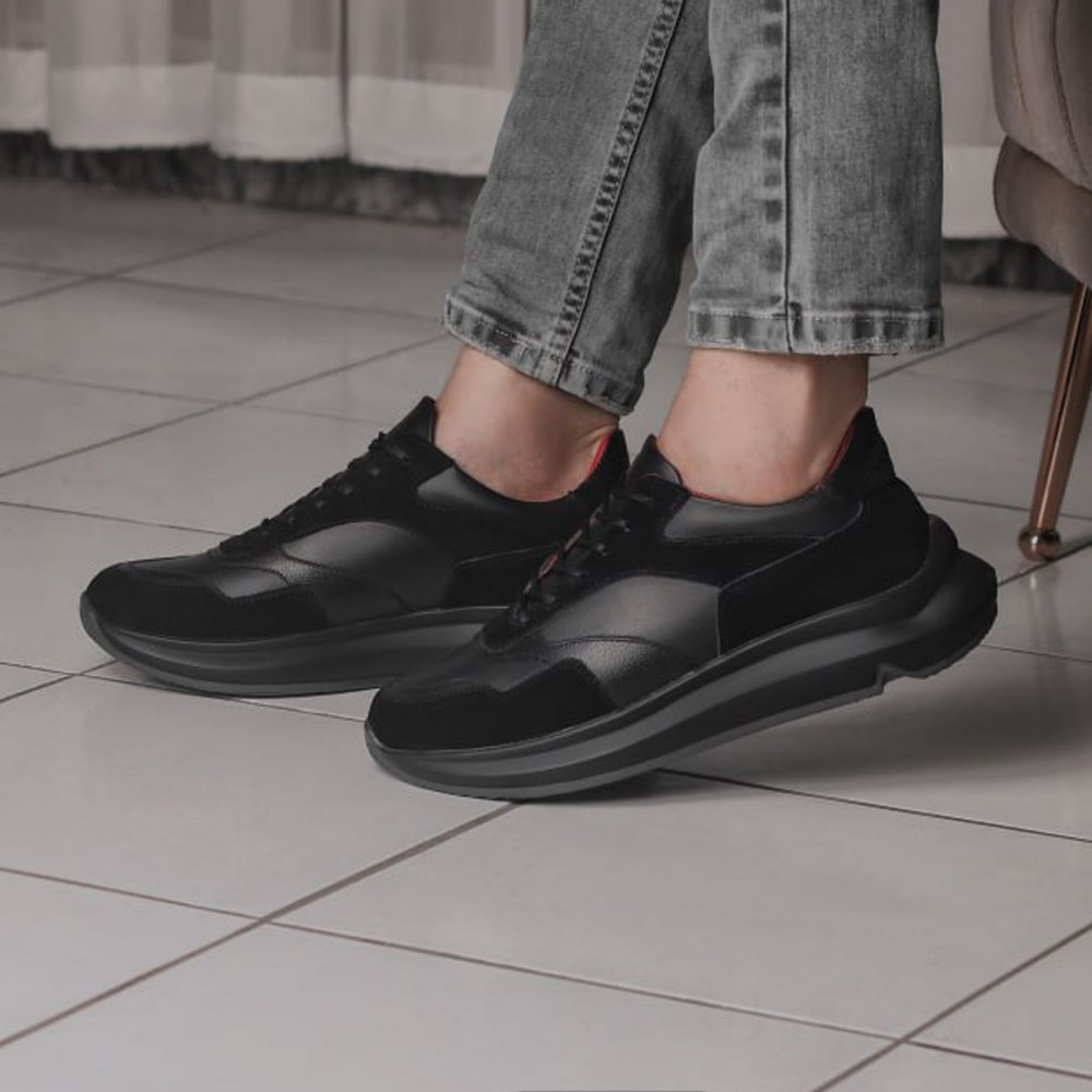 کفش چرم طبیعی مردانه اسپرت مدل بی پنجاه مشکی B50