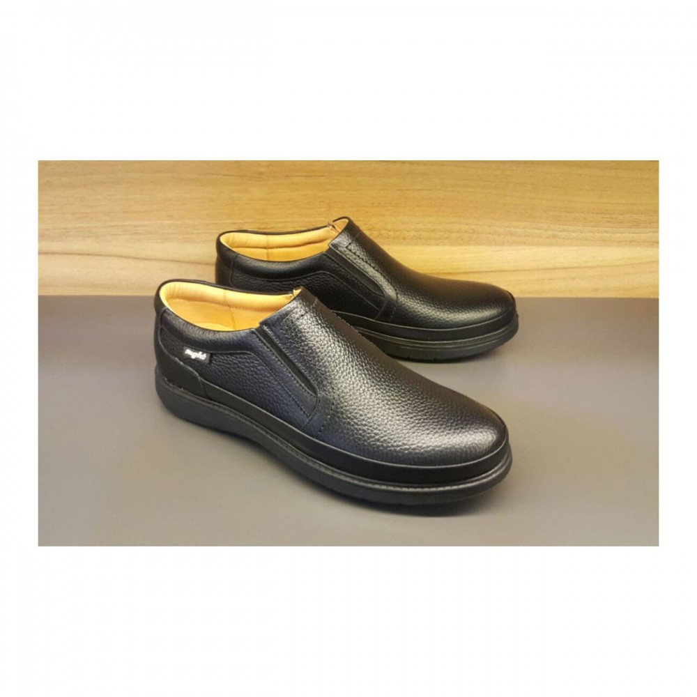 کفش چرم طبیعی مردانه مدل فرنسی  مشکی FRANSI