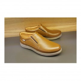 کفش چرم طبیعی مردانه مدل فرنسی عسلی FRANSI
