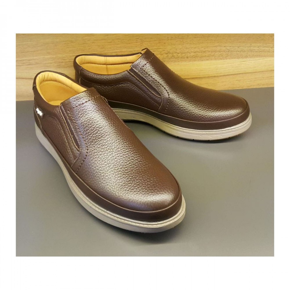 کفش چرم طبیعی مردانه مدل فرنسی قهوه ای  FRANSI