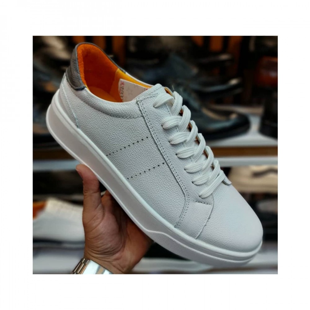 کفش چرم طبیعی مردانه اسپرت مدل رهام سفید roham