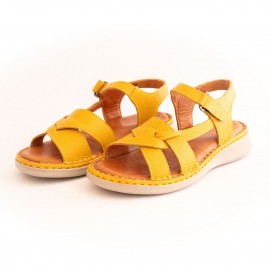 کفش طبی چرم طبیعی زنانه تابستانی مدل کلارک دوزی پونه زرد pooneh