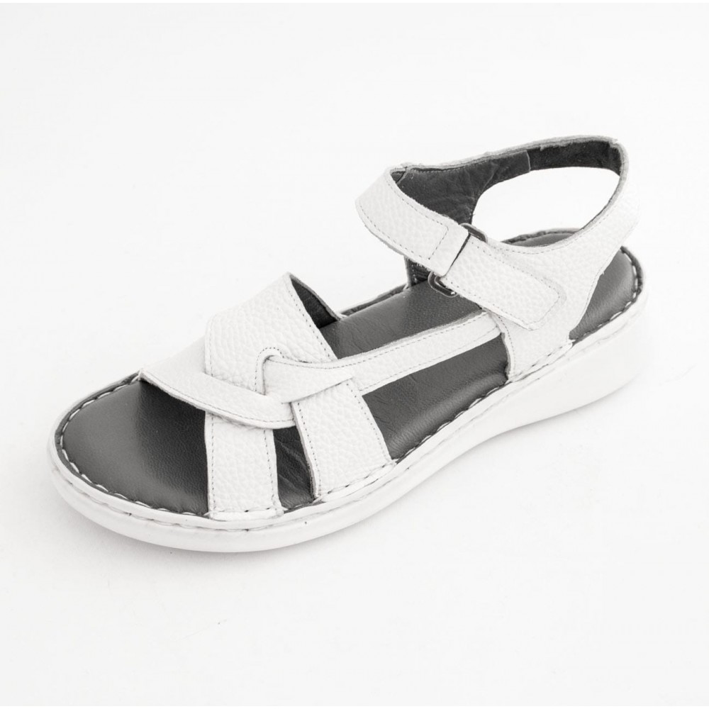 کفش طبی چرم طبیعی زنانه تابستانی مدل کلارک دوزی پونه سفید pooneh