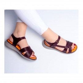 کفش طبی چرم طبیعی زنانه تابستانی مدل کلارک دوزی پونه زرشکی pooneh