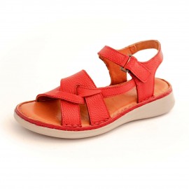 کفش طبی چرم طبیعی زنانه تابستانی مدل کلارک دوزی پونه قرمز pooneh