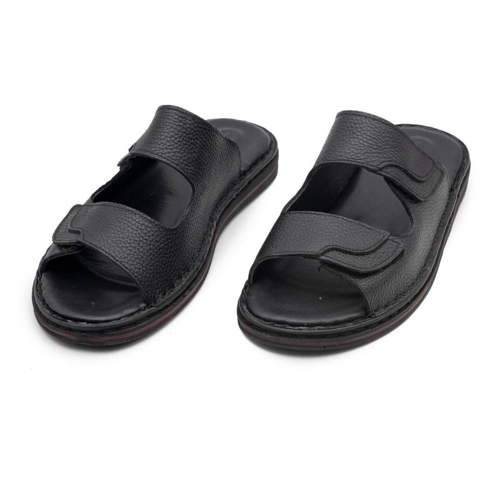 صندل طبی چرم طبیعی مردانه مدل دی ام 6 مشکی DM6