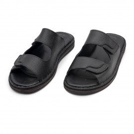 صندل طبی چرم طبیعی مردانه مدل دی ام 6 مشکی DM6