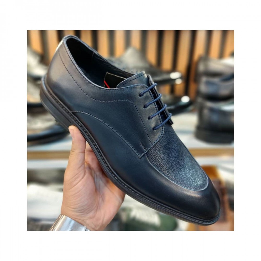 کفش چرم طبیعی مردانه مجلسی مدل بردیا سرمه ای bardia