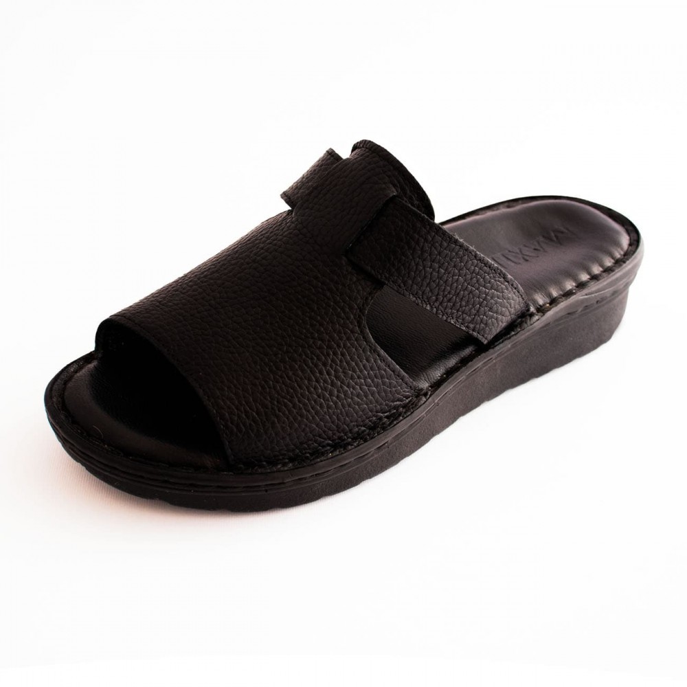 صندل طبی چرم طبیعی زنانه مدل کمند مشکی kamand