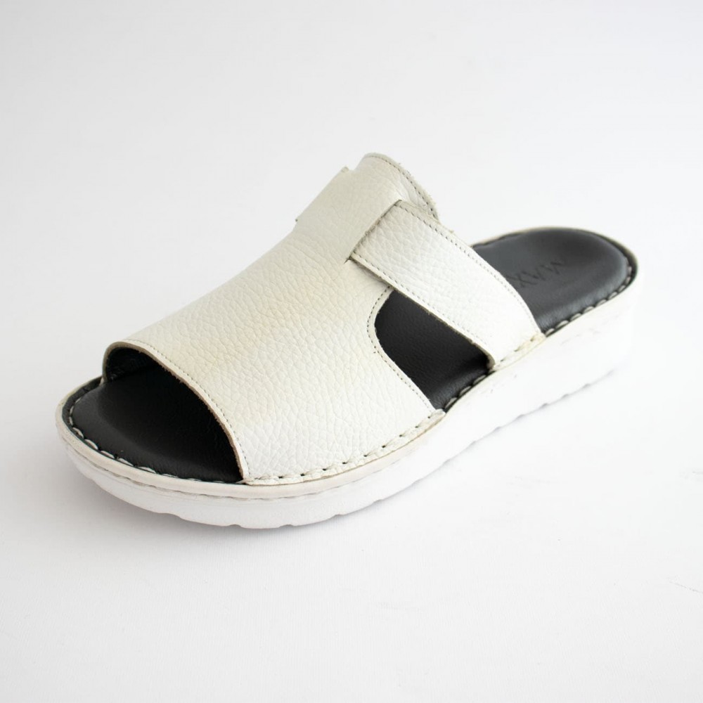 صندل طبی چرم طبیعی زنانه مدل کمند سفید kamand