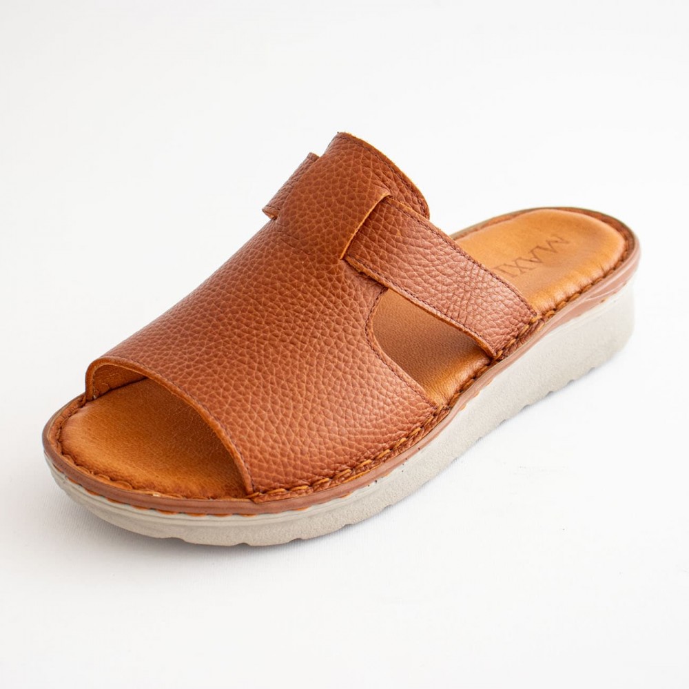 صندل طبی چرم طبیعی زنانه مدل کمند عسلی kamand