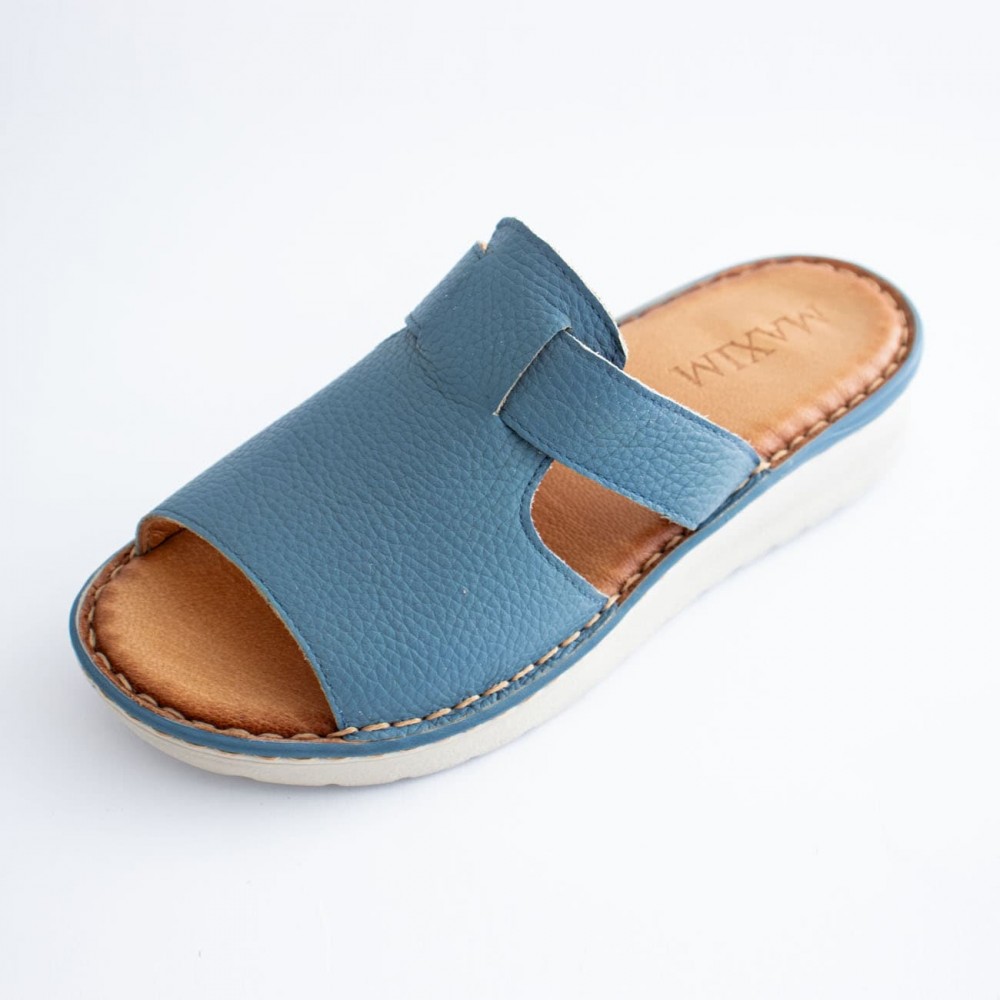 صندل طبی چرم طبیعی زنانه مدل کمند آبی kamand