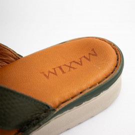 صندل طبی چرم طبیعی زنانه مدل کمند زیتونی kamand