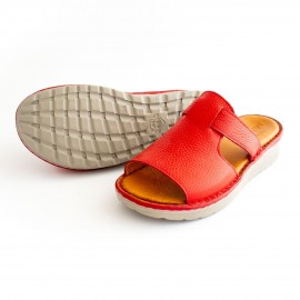 صندل طبی چرم طبیعی زنانه مدل کمند قرمز kamand