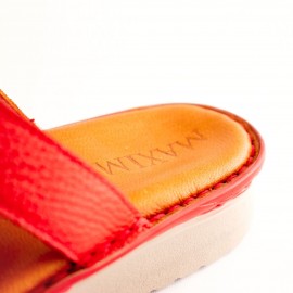 صندل طبی چرم طبیعی زنانه مدل کمند قرمز kamand