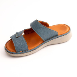 صندل طبی چرم طبیعی زنانه مدل ام3 آبی M3