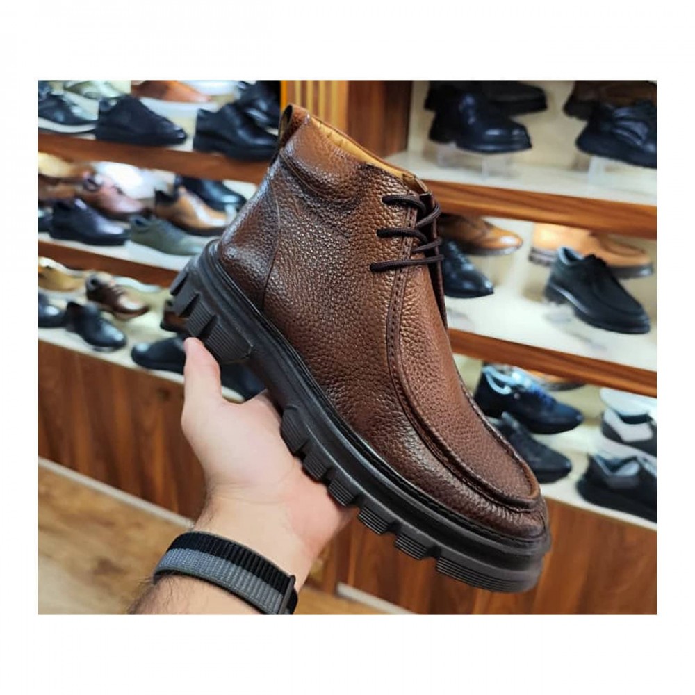 نیم بوت چرم طبیعی مردانه مدل کادیلاک عسلی kadilak