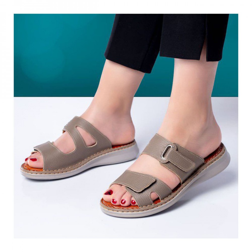 صندل طبی چرم طبیعی زنانه مدل زد 4 ویزون Z4