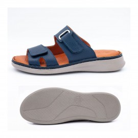 صندل طبی چرم طبیعی زنانه مدل زد 4 سرمه ای Z4