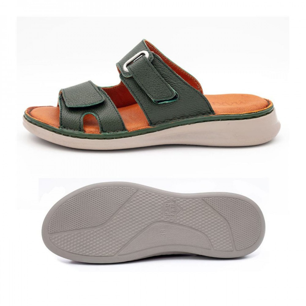 صندل طبی چرم طبیعی زنانه مدل زد 4 زیتونی Z4