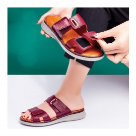 صندل طبی چرم طبیعی زنانه مدل زد 4 زرشکی Z4