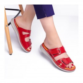 صندل طبی چرم طبیعی زنانه مدل زد 4 قرمز Z4