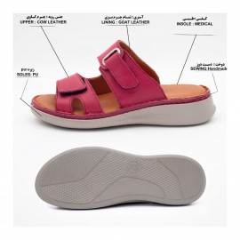 صندل طبی چرم طبیعی زنانه مدل زد 4 سرخابی Z4