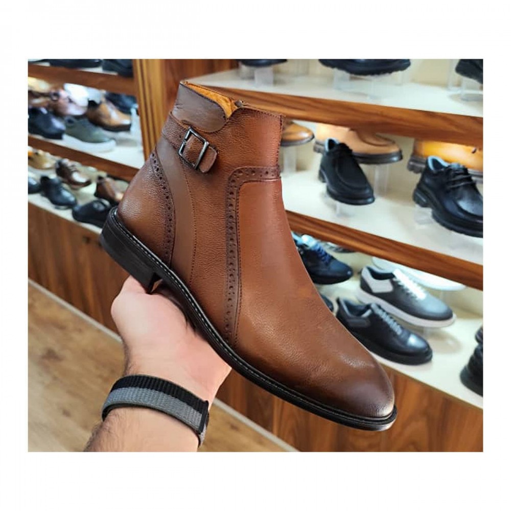 نیم بوت چرم طبیعی مردانه مدل ام 9 عسلی M9