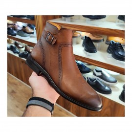 نیم بوت چرم طبیعی مردانه مدل ام 9 عسلی M9