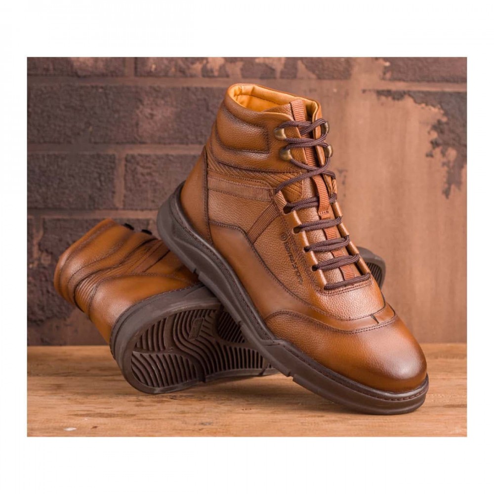 نیم بوت چرم طبیعی مردانه مدل بونوس عسلی Bonus