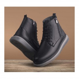 نیم بوت چرم طبیعی مردانه مدل رمینی مشکی remini