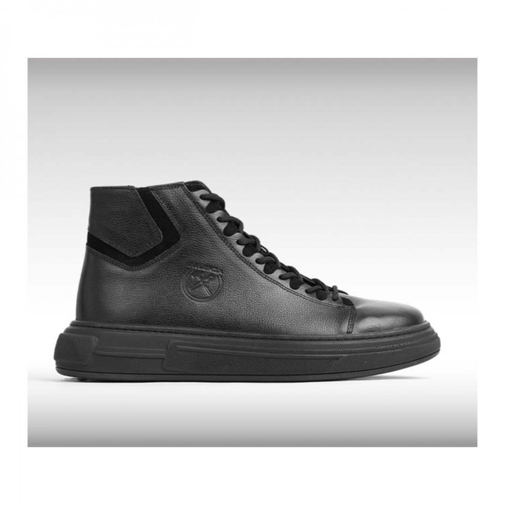 نیم بوت چرم طبیعی مردانه مدل ال 100 مشکی L100