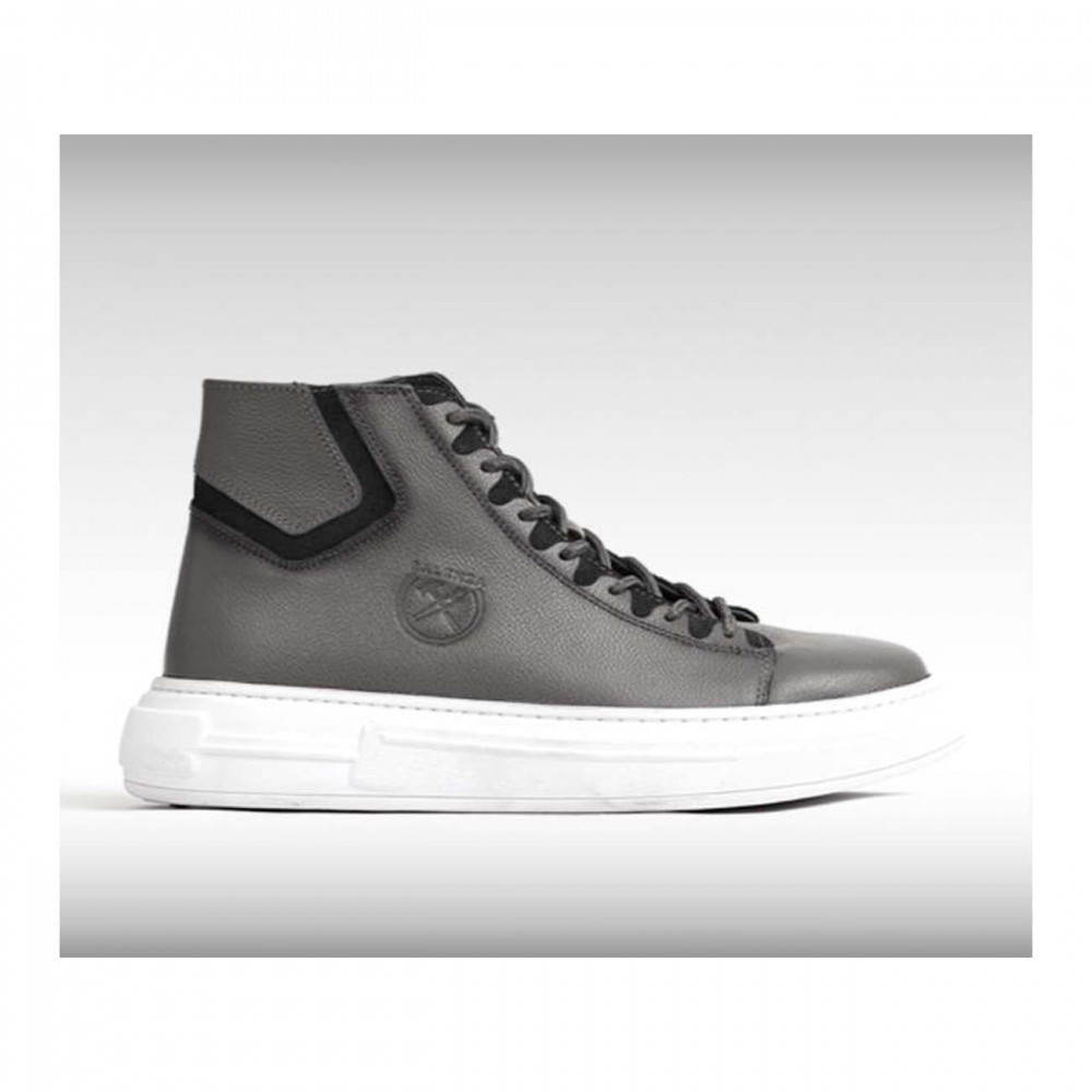 نیم بوت چرم طبیعی مردانه مدل ال 100 طوسی L100