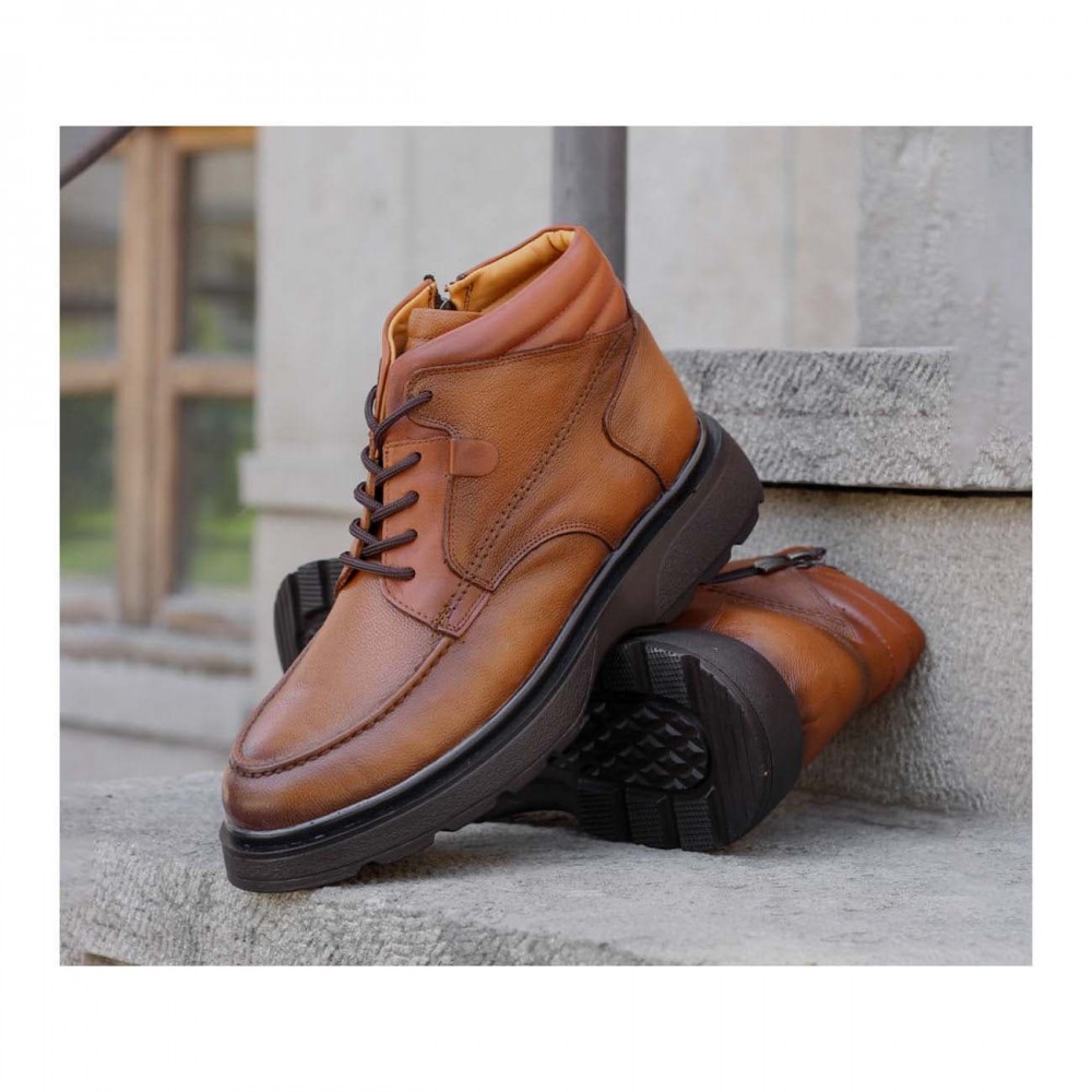 نیم بوت چرم طبیعی مردانه مدل ال 20 عسلی L20