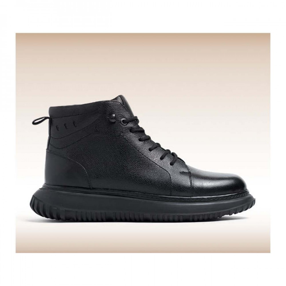 نیم بوت چرم طبیعی مردانه مدل ال 10 بنددار مشکی L10