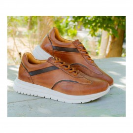 کفش چرم طبیعی مردانه اسپرت مدل والدر عسلی valder