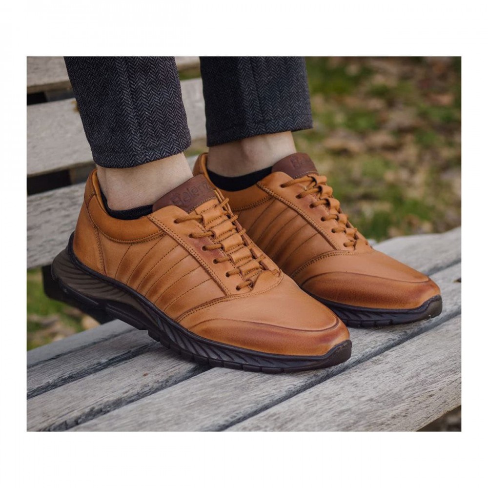 کفش چرم طبیعی مردانه اسپرت مدل اس 60 عسلی S60