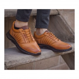 کفش چرم طبیعی مردانه اسپرت مدل اس 60 عسلی S60
