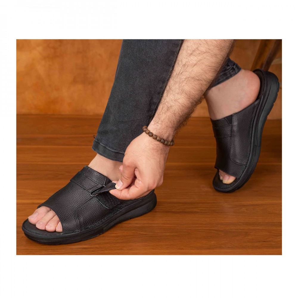 صندل طبی چرم طبیعی مردانه کد 331 مشکی