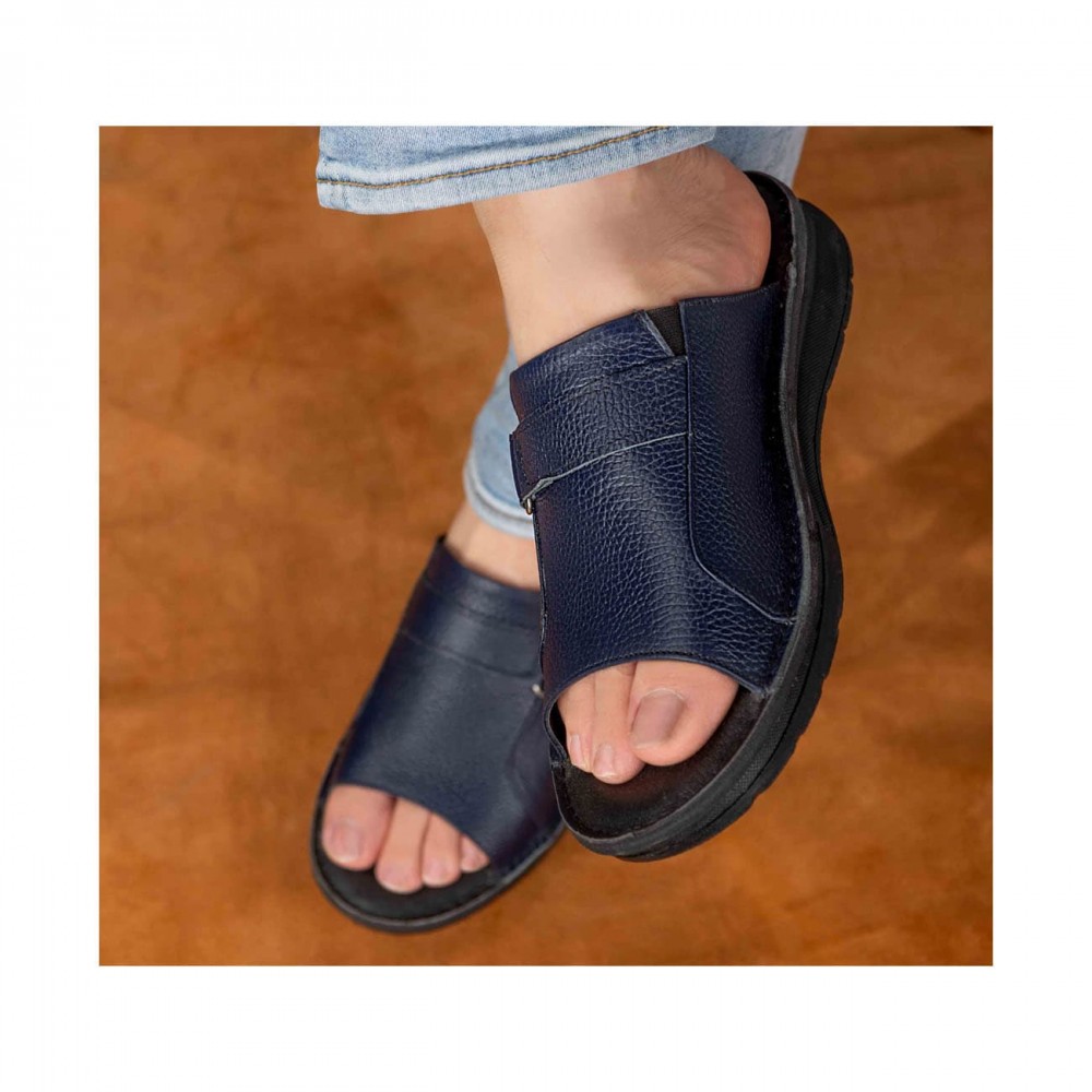 صندل طبی چرم طبیعی مردانه کد 331 سرمه ای