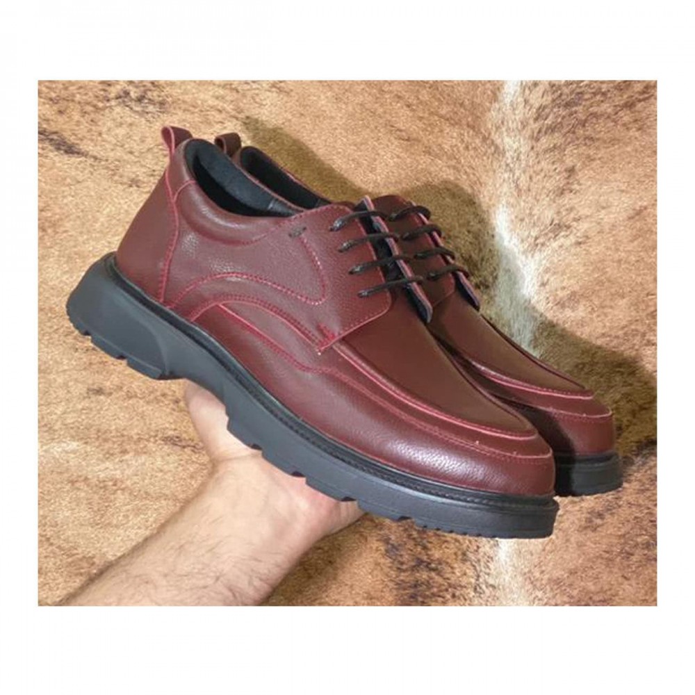 کفش چرم طبیعی مردانه مجلسی مدل بریشکا زرشکی berishka
