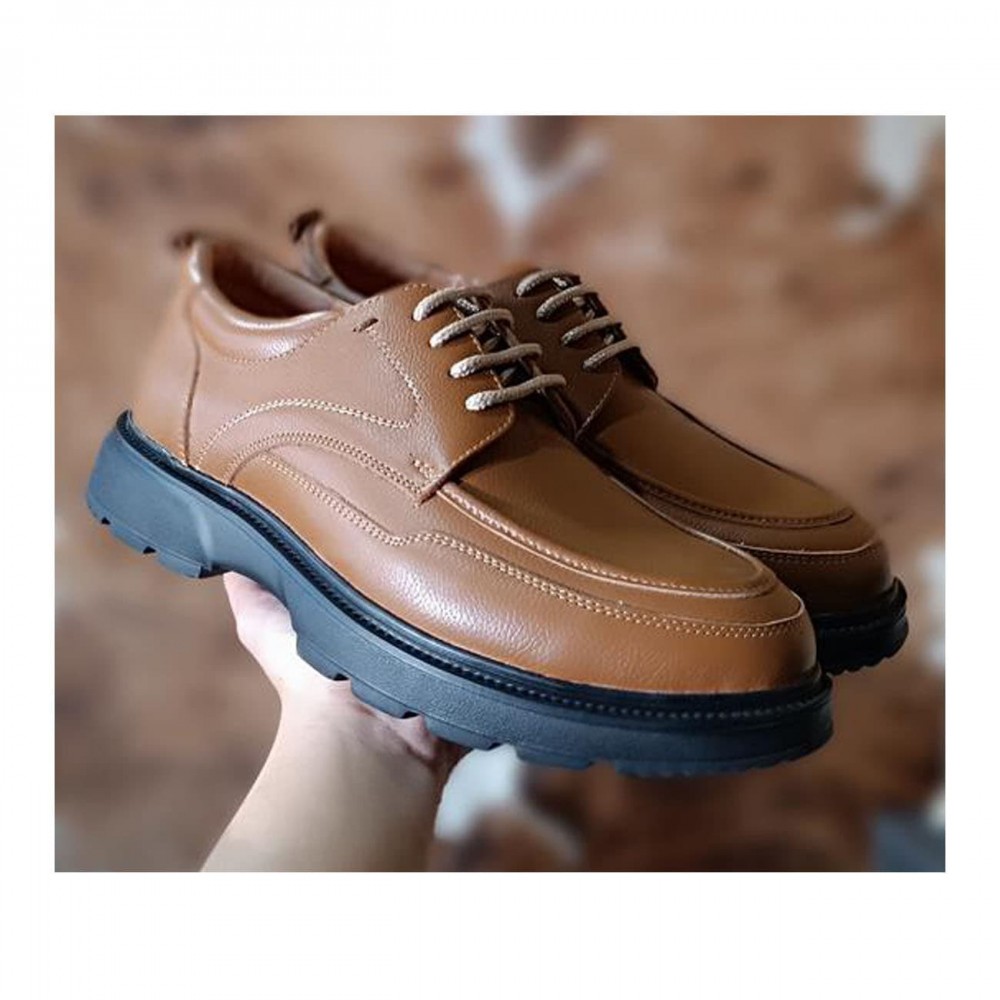 کفش چرم طبیعی مردانه مجلسی مدل بریشکا عسلی berishka