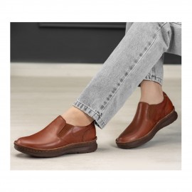 کفش چرم طبیعی طبی مردانه کد 516 عسلی